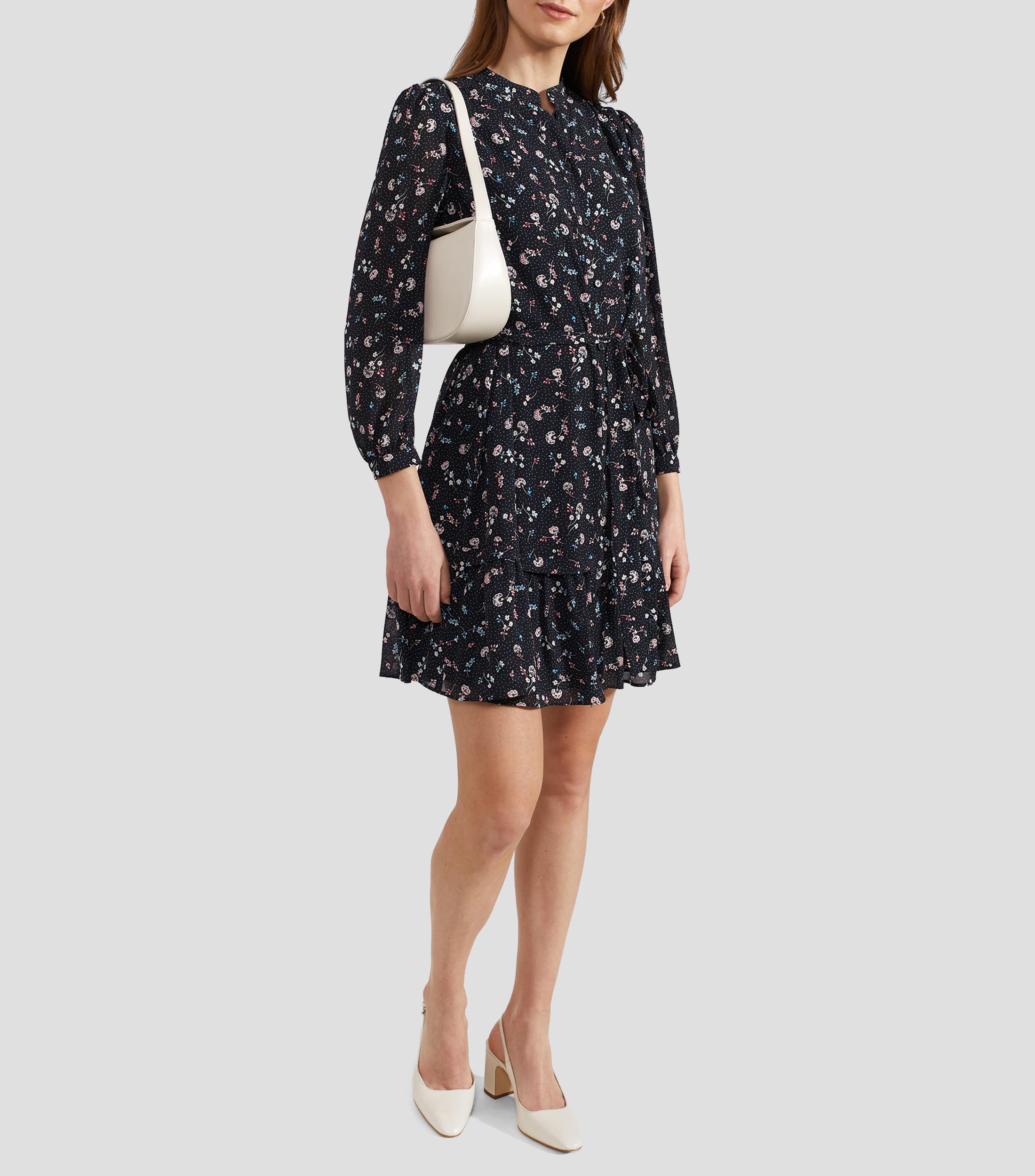 Vestido Midi manga larga estampado Mujer